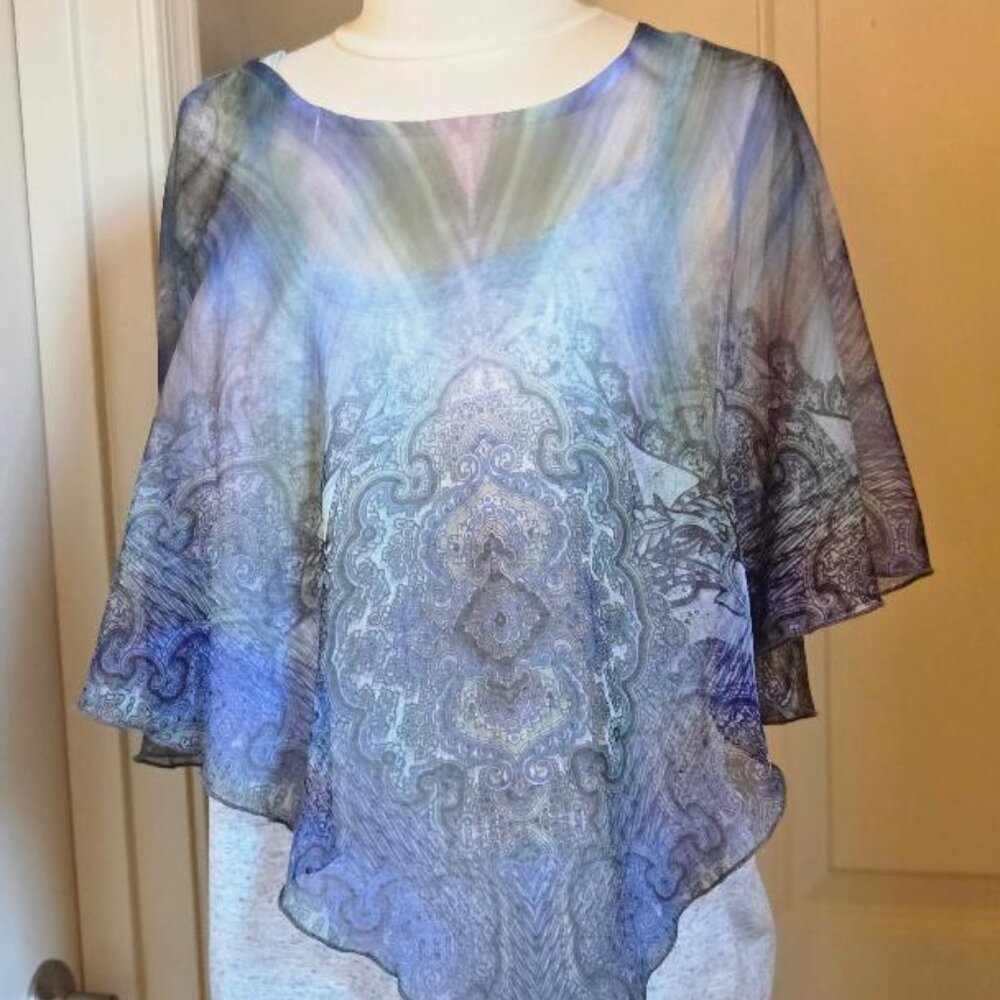 ONE WORLD SHEER TOP WITH TANK   PETITE LG  NWOT